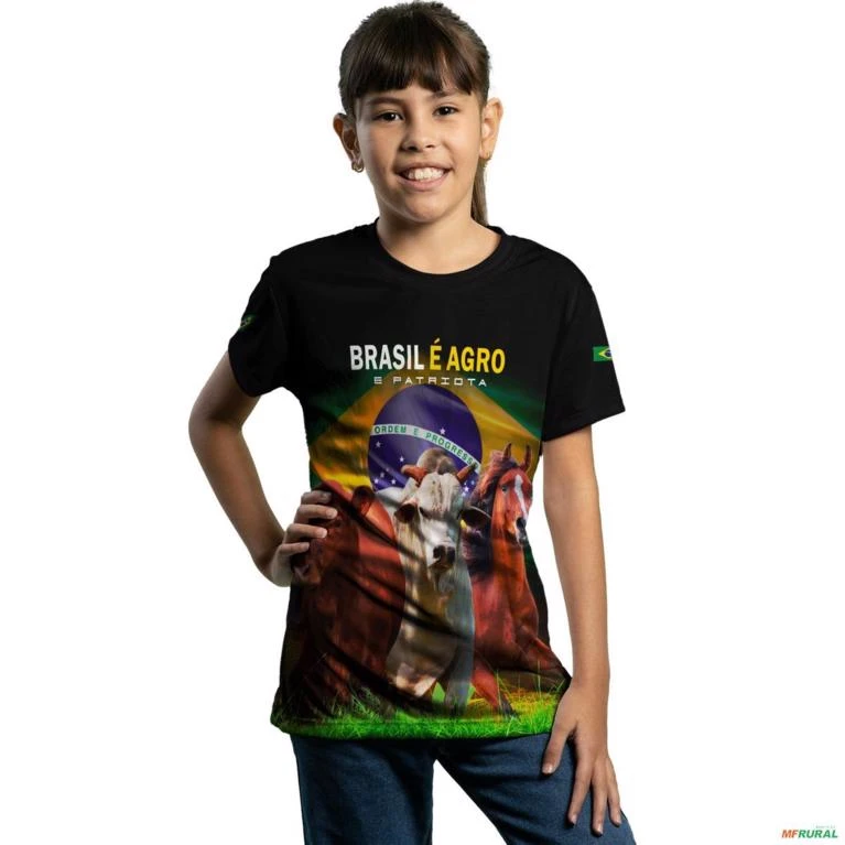 Camiseta Agro BRK Brasil é Agropecuária com UV50 + -  Tamanho: Infantil G