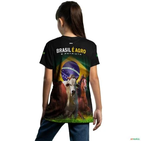 Camiseta Agro BRK Brasil é Agropecuária com UV50 + -  Tamanho: Infantil GG