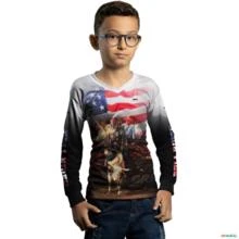 Camisa Agro BRK Branca Rodeio USA com UV50 + -  Gênero: Infantil Tamanho: Infantil M