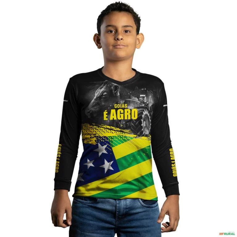 Camisa Agro BRK Goiás é Agro com UV50 + -  Tamanho: Infantil G