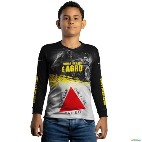 Camisa Agro BRK Minas Gerais é Agro com UV50 + -  Tamanho: Infantil M