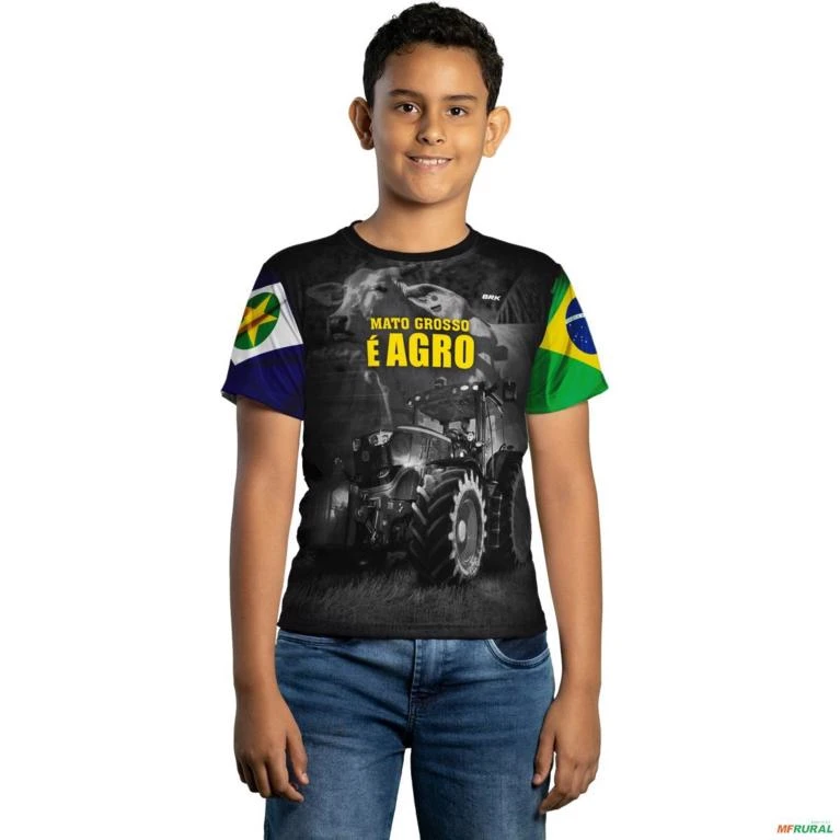 Camiseta Agro BRK Mato Grosso é Agro com UV50 + -  Tamanho: Infantil XXG