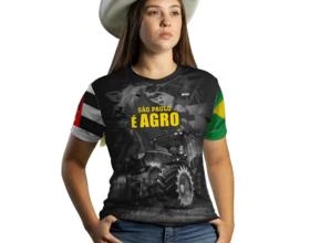 Camiseta Agro Brk São Paulo é Agro com Uv50 -  Tamanho: Baby Look GG