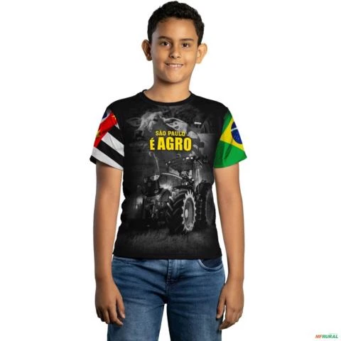 Camiseta Agro Brk São Paulo é Agro com Uv50 -  Tamanho: Infantil M