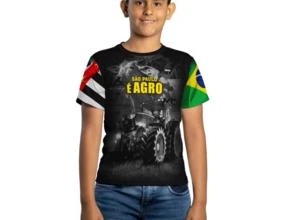 Camiseta Agro Brk São Paulo é Agro com Uv50 -  Tamanho: Infantil GG