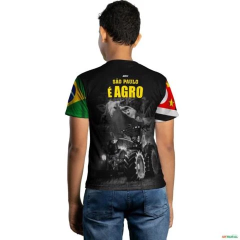 Camiseta Agro Brk São Paulo é Agro com Uv50 -  Tamanho: Infantil XG