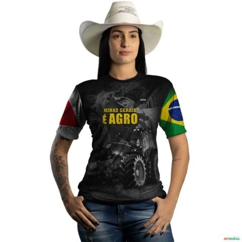 Camiseta Agro Brk Minas Gerais é Agro com Uv50 -  Tamanho: Baby Look G