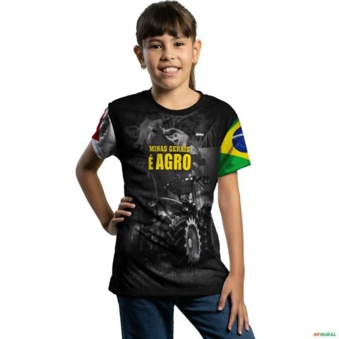 Camiseta Agro Brk Minas Gerais é Agro com Uv50 -  Tamanho: Infantil P