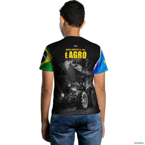 Camiseta Agro Brk Mato Grosso do Sul é Agro com Uv50 -  Tamanho: Infantil GG