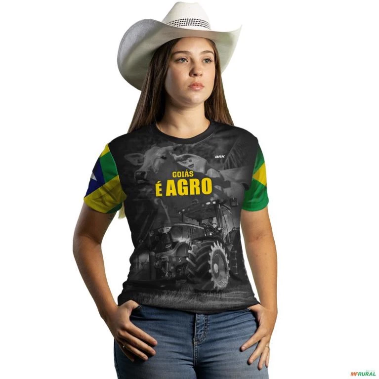 Camiseta Agro Brk Goias é Agro com Uv50 -  Tamanho: Baby Look PP