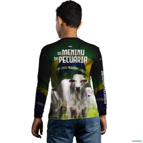 Camisa Agro BRK Os Meninu da Pecuária com UV50 + -  Tamanho: Infantil GG