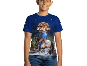 Camiseta Agro Azul Brk Cavalgada Cowboy com Uv50 -  Tamanho: Infantil P
