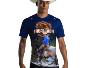 Camiseta Agro Azul Brk Cavalgada Cowboy com Uv50 -  Tamanho: XG