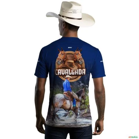 Camiseta Agro Azul Brk Cavalgada Cowboy com Uv50 -  Tamanho: XG