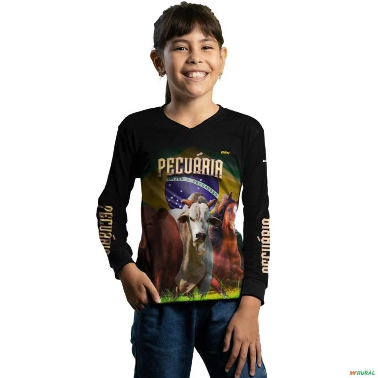 Camisa Agro BRK Pecuária com UV50 + -  Tamanho: Infantil G