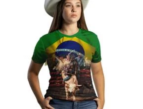 Camiseta Agro Brk Rodeio Brasil com Uv50 -  Tamanho: Baby Look P