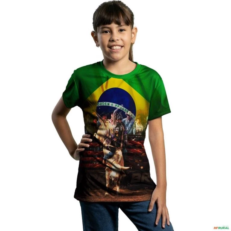 Camiseta Agro Brk Rodeio Brasil com Uv50 -  Tamanho: Infantil G