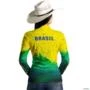 Camisa Agro BRK  Amarelo Verde Brasil com UV50 + -  Tamanho: Baby Look XG