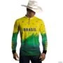 Camisa Agro BRK  Amarelo Verde Brasil com UV50 + -  Tamanho: XG