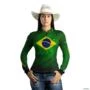 Camisa Agro BRK Verde Brasil Agro com UV50 + -  Gênero: Feminino Tamanho: Baby Look G