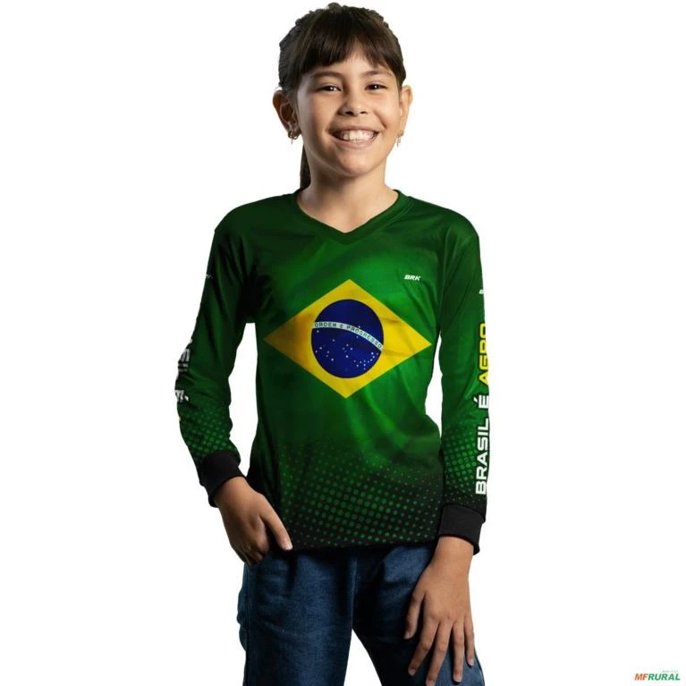 Camisa Agro BRK Verde Brasil Agro com UV50 + -  Gênero: Infantil Tamanho: Infantil M
