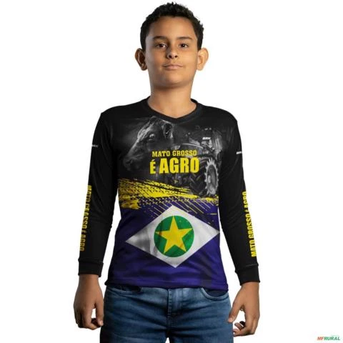 Camisa Agro BRK Mato Grosso é Agro com UV50 + -  Gênero: Infantil Tamanho: Infantil PP