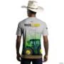 Camiseta Agro BRK Branca Trator Verde Brasil é Agro com UV50 + -  Gênero: Masculino Tamanho: G