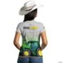 Camiseta Agro BRK Branca Trator Verde Brasil é Agro com UV50 + -  Gênero: Feminino Tamanho: Baby Look M