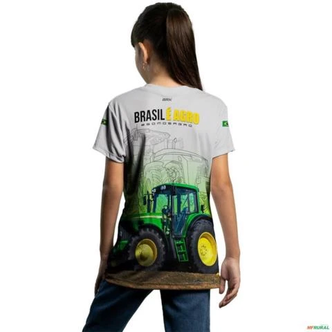 Camiseta Agro BRK Branca Trator Verde Brasil é Agro com UV50 + -  Gênero: Infantil Tamanho: Infantil XG