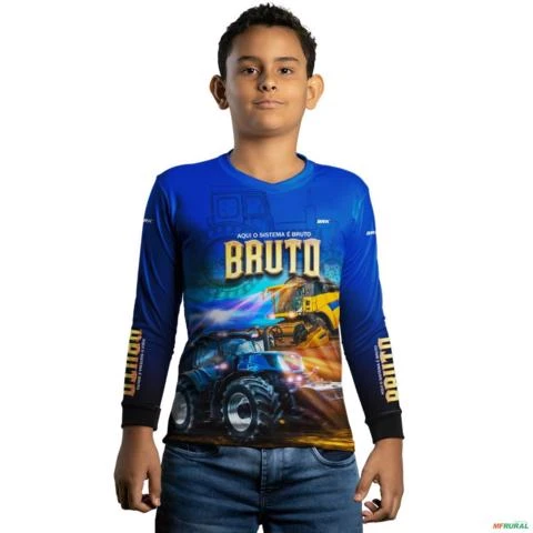 Camisa Agro BRK Azul Sistema é Bruto com UV50 + -  Gênero: Infantil Tamanho: Infantil XG