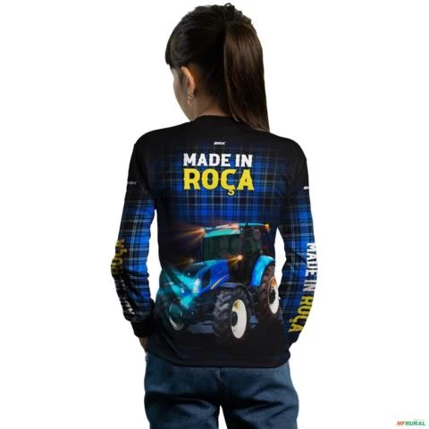 Camisa Country BRK Xadrez Azul Made in Roça com UV50 + -  Gênero: Infantil Tamanho: Infantil P
