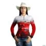 Camisa Agro BRK  Cinza e Branco Trator Vermelho com UV50 + -  Gênero: Feminino Tamanho: Baby Look P