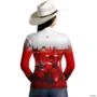 Camisa Agro BRK  Cinza e Branco Trator Vermelho com UV50 + -  Gênero: Feminino Tamanho: Baby Look XXG