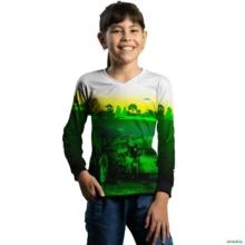 Camisa Agro BRK Branca Amarela e Verde com UV50 + -  Gênero: Infantil Tamanho: Infantil G