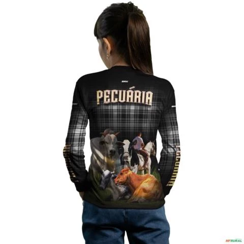 Camisa Country BRK Xadrez Preta Pecuária com UV50 + -  Gênero: Infantil Tamanho: Infantil P