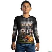 Camisa Country BRK Xadrez Preta Pecuária com UV50 + -  Gênero: Infantil Tamanho: Infantil M