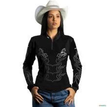 Camisa Country BRK Feminina Boiadeira Cavalo com UV50 + -  Gênero: Feminino Tamanho: Baby Look XG