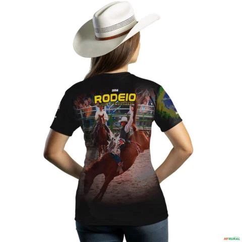 Camiseta Country Brk Rodeio Bull Rider Brasil com Uv50 -  Tamanho: Baby Look XG