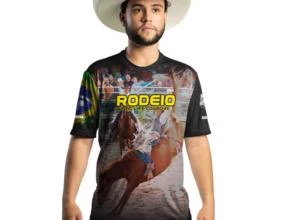 Camiseta Country Brk Rodeio Bull Rider Brasil com Uv50 -  Tamanho: Infantil M