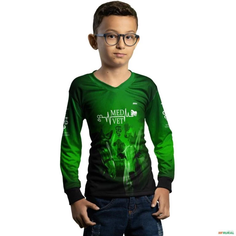 Camisa Agro BRK Verde Medicina Veterinária com UV50 + -  Gênero: Infantil Tamanho: Infantil PP