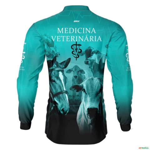 Camisa Agro BRK Azul Medicina Veterinária com UV50 + -  Gênero: Masculino Tamanho: PP
