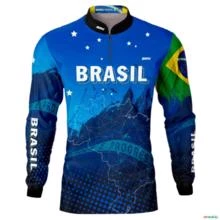 Camisa Agro BRK Azul Brasil Agro com UV50 + -  Gênero: Feminino Tamanho: Baby Look XXG