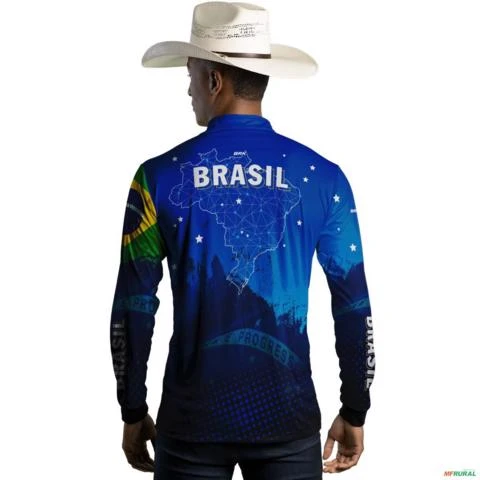 Camisa Agro BRK Azul Brasil Agro com UV50 + -  Gênero: Masculino Tamanho: GG