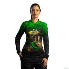 Camisa Agro BRK Verde A Máquina Que Move o Brasil com UV50 + -  Gênero: Feminino Tamanho: Baby Look GG