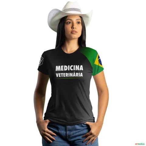 Camiseta de Profissão Brk Medicina Veterinária com Uv50 -  Gênero: Feminino Tamanho: Baby Look XXG