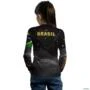 Camisa Agro BRK Preta Bandeira do Brasil com UV50 + -  Gênero: Infantil Tamanho: Infantil GG