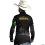 Camisa Agro BRK Preta Bandeira do Brasil com UV50 + -  Gênero: Masculino Tamanho: M