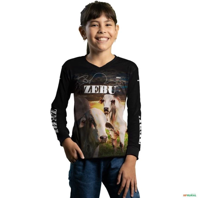 Camisa Agro BRK Gado Zebu com UV50 + -  Gênero: Infantil Tamanho: Infantil P