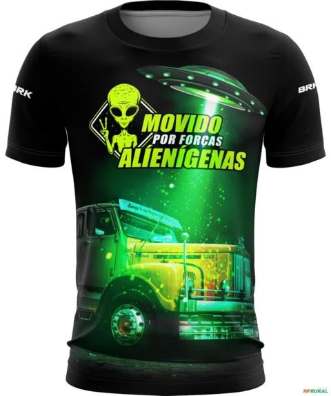 Camiseta de Caminhão BRK Movido Por Forças Alienígenas com UV50 + -  Gênero: Masculino Tamanho: XXG