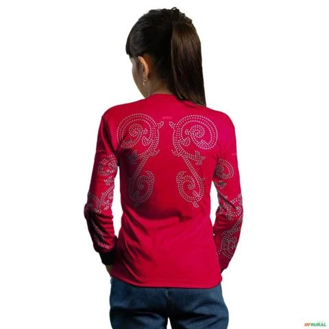 Camisa Country BRK Feminina Boiadeira Rosa com UV50 + -  Gênero: Infantil Tamanho: Infantil PP
